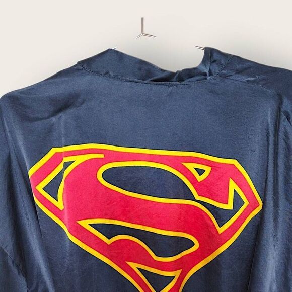 Superman DC Comics Robe Mens One Size Silk‎ Kimono 1999 Belt Vintage - Picture 6 of 11